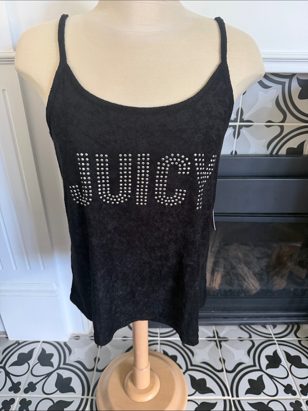 Juicy Couture Black Studded Logo Camisole y2k NWT